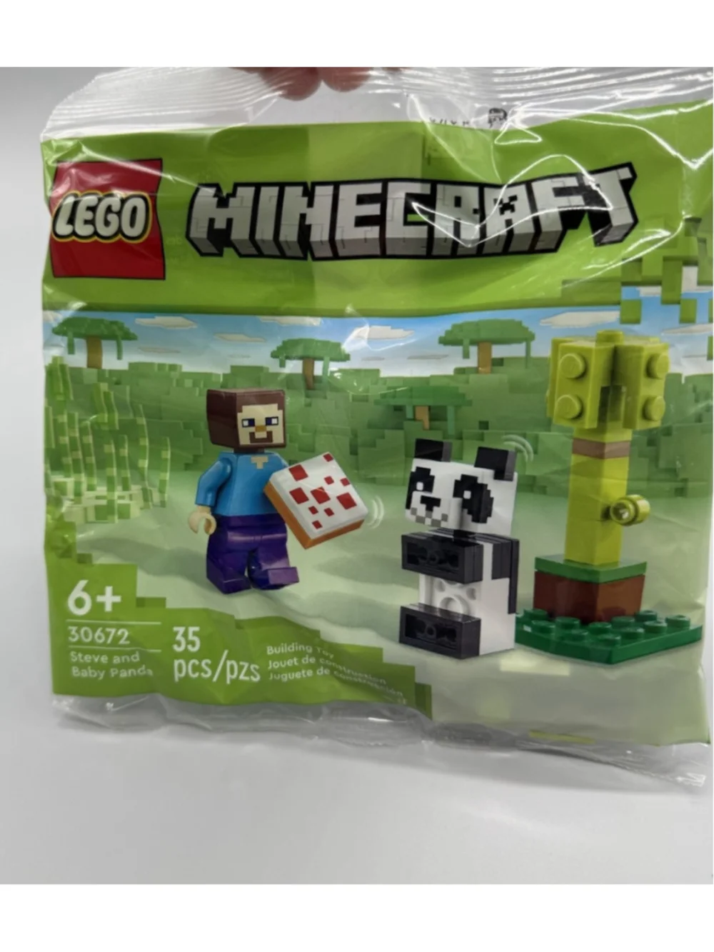 LEGO Retired Minecraft Steve and Baby Panda Polybag Set 30672 35 pcs (2024)